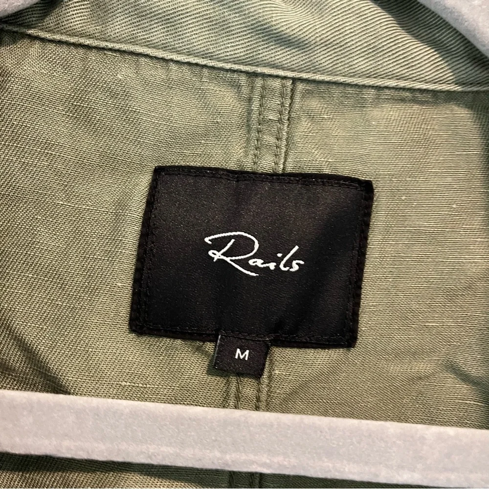 🛍️RAILS Barclay Sage Military Style Cropped Linen Jacket Boxy - Picture 9 of 11